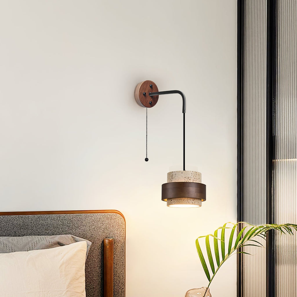 Stonova Travertine Wall Light, Hardwired Wall Sconce, detail 4