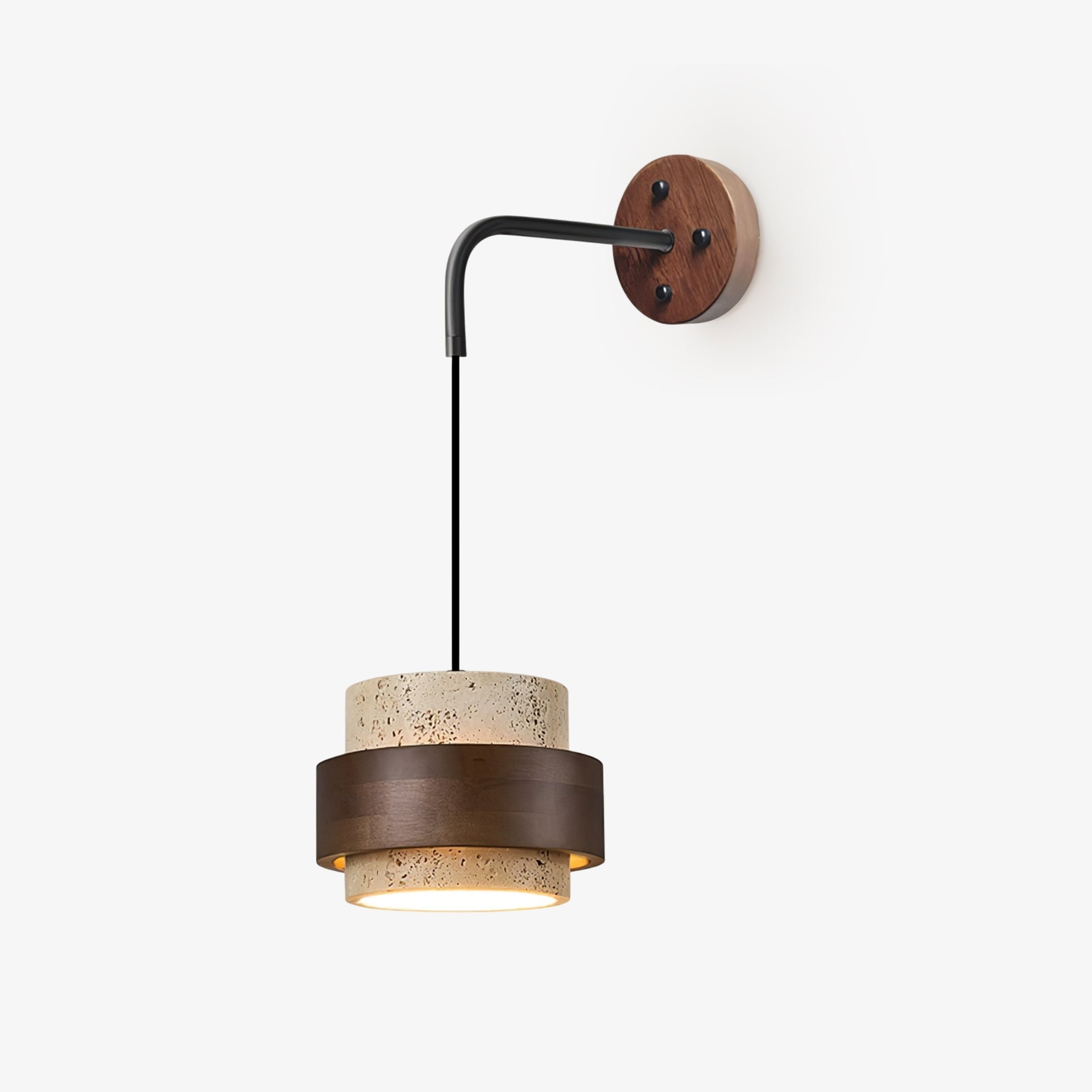 Stonova Travertine Wall Light, Hardwired Wall Sconce, Yellow Travertine, Dia 17cm x H 12.5cm