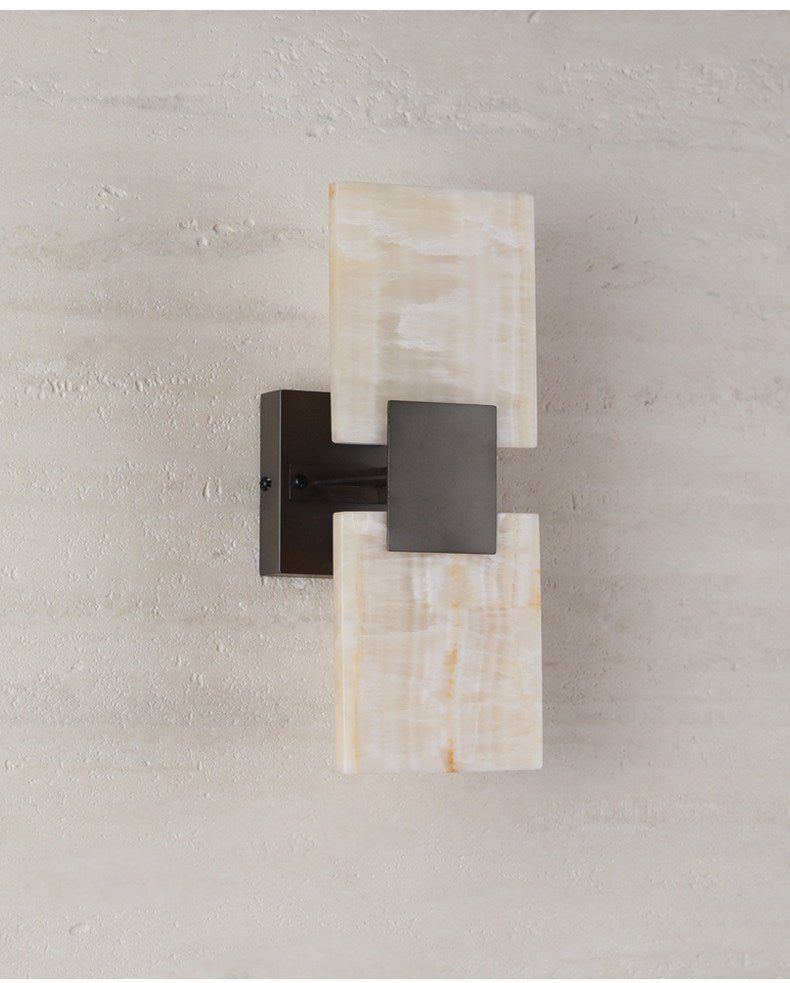 Strata Shift Alabaster Wall Light, Hardwired Wall Sconce, detail 11