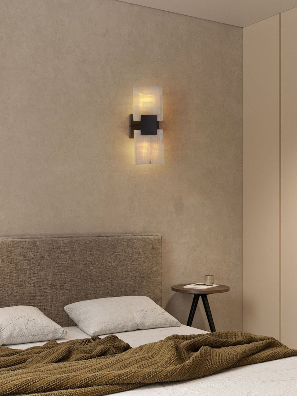 Strata Shift Alabaster Wall Light, Hardwired Wall Sconce, detail 12