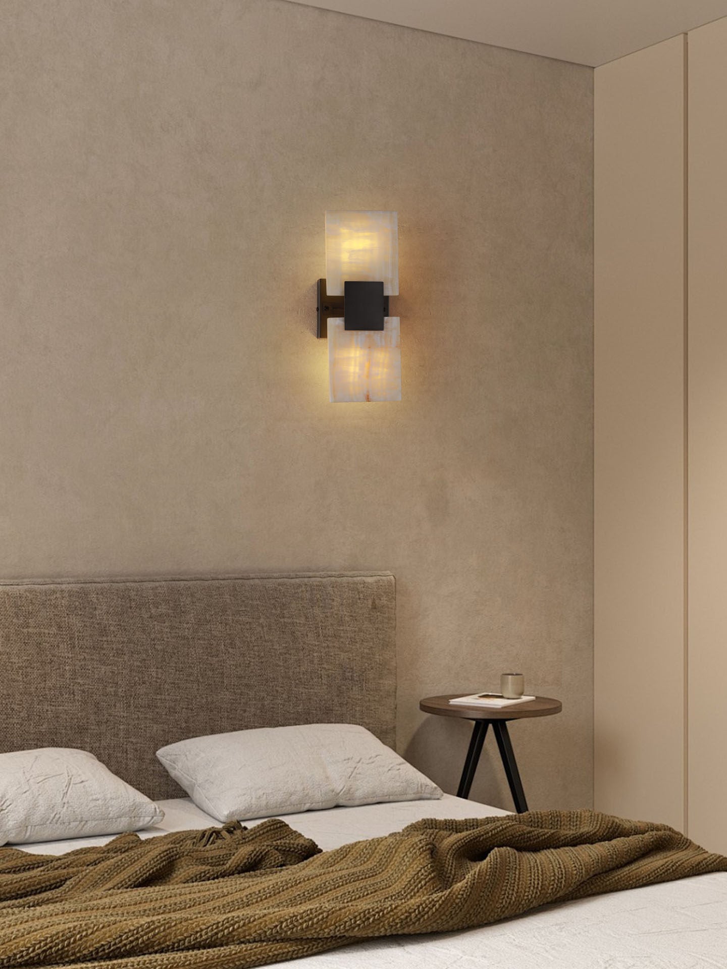 Strata Shift Alabaster Wall Light, Hardwired Wall Sconce, detail 12