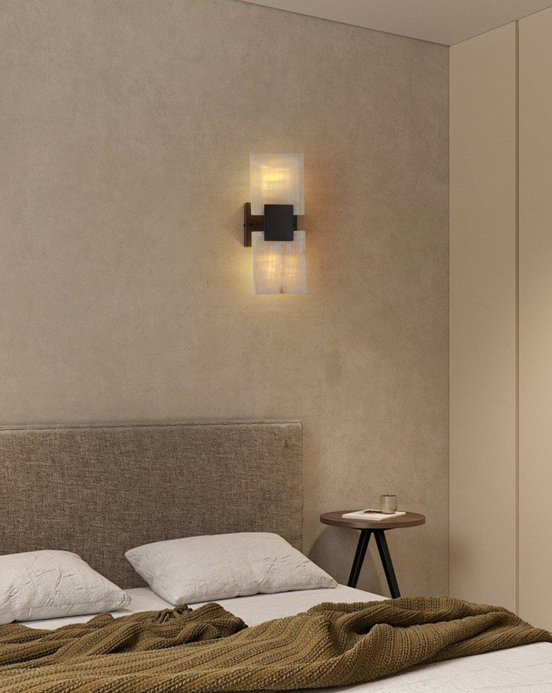 Strata Shift Alabaster Wall Light, Hardwired Wall Sconce, detail 4