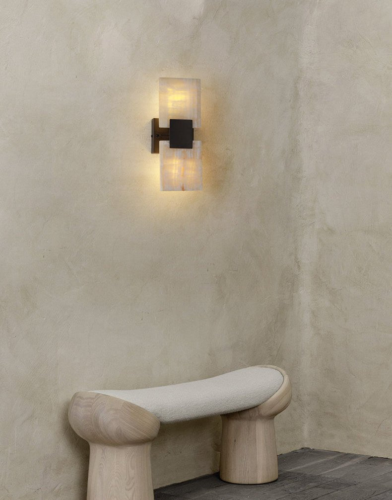 Strata Shift Alabaster Wall Light, Hardwired Wall Sconce, detail 5
