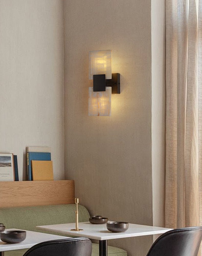 Strata Shift Alabaster Wall Light, Hardwired Wall Sconce, detail 6