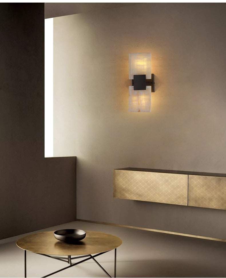 Strata Shift Alabaster Wall Light, Hardwired Wall Sconce, detail 7