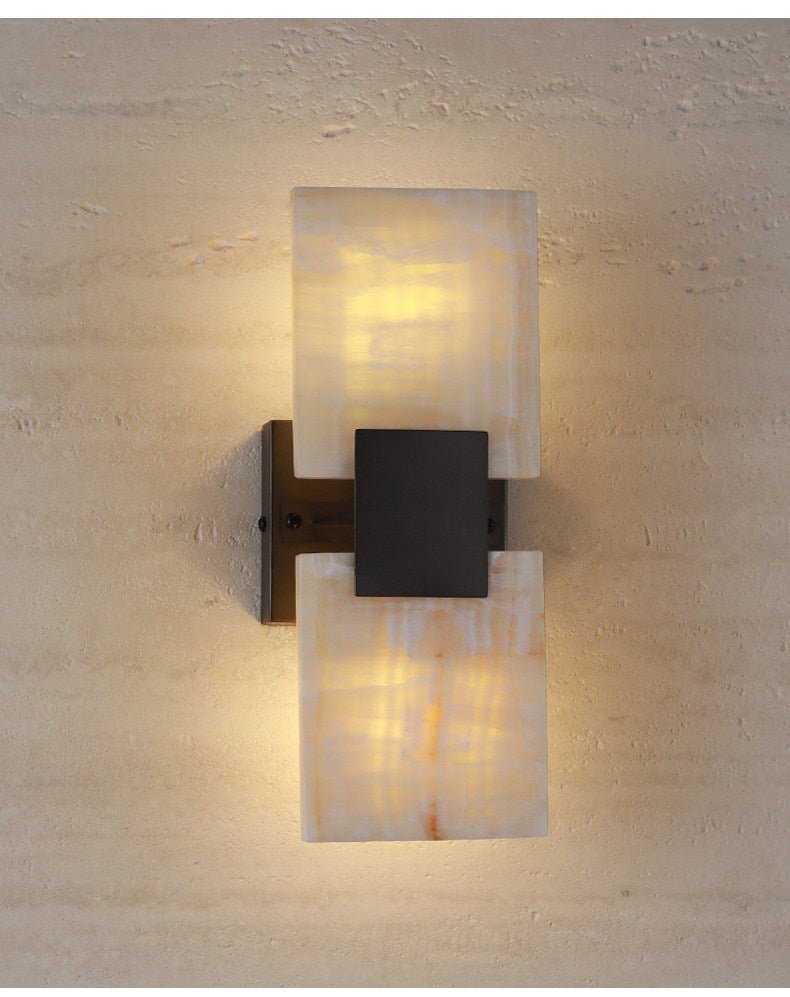 Strata Shift Alabaster Wall Light, Hardwired Wall Sconce, detail 8