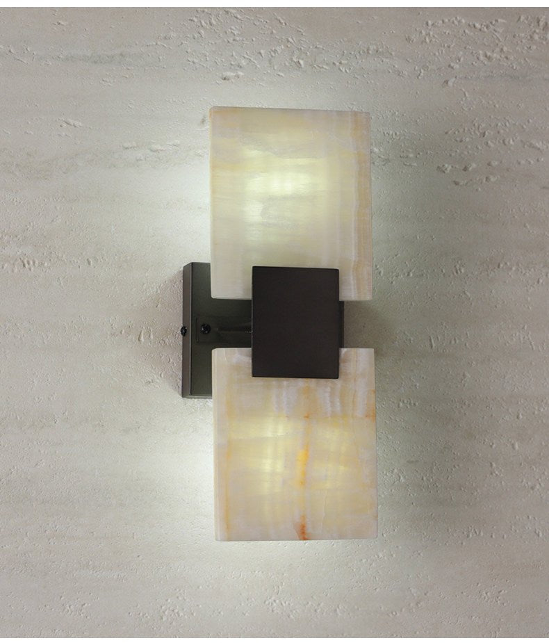 Strata Shift Alabaster Wall Light, Hardwired Wall Sconce, detail 9