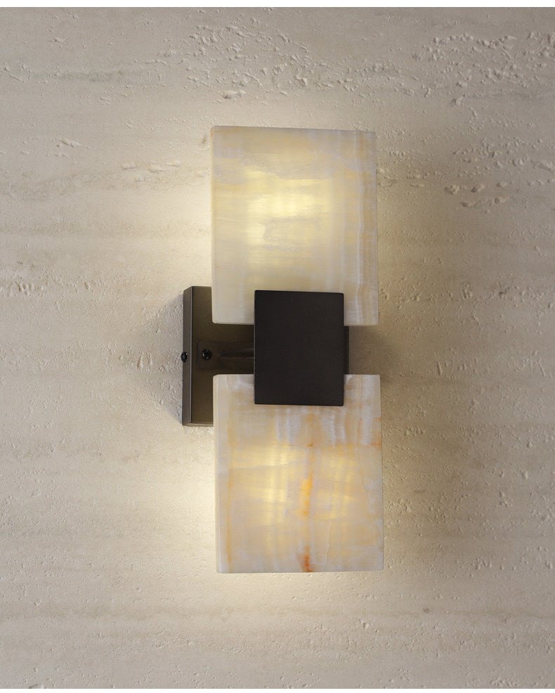 Strata Shift Alabaster Wall Light, Hardwired Wall Sconce, detail 10