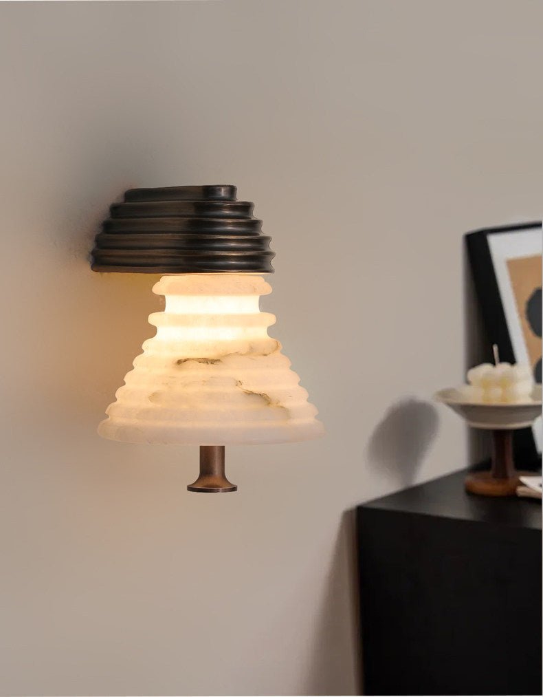 Strata Alabaster Wall Light, Hardwired Wall Sconce, detail 8