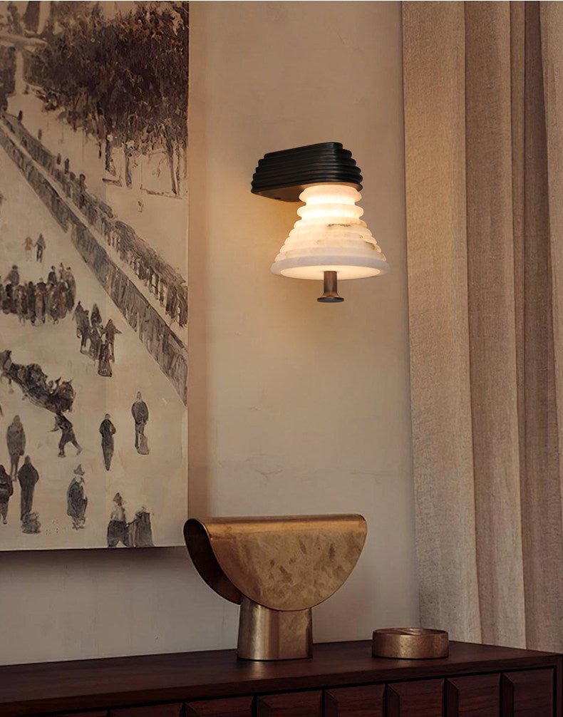 Strata Alabaster Wall Light, Hardwired Wall Sconce, detail 9