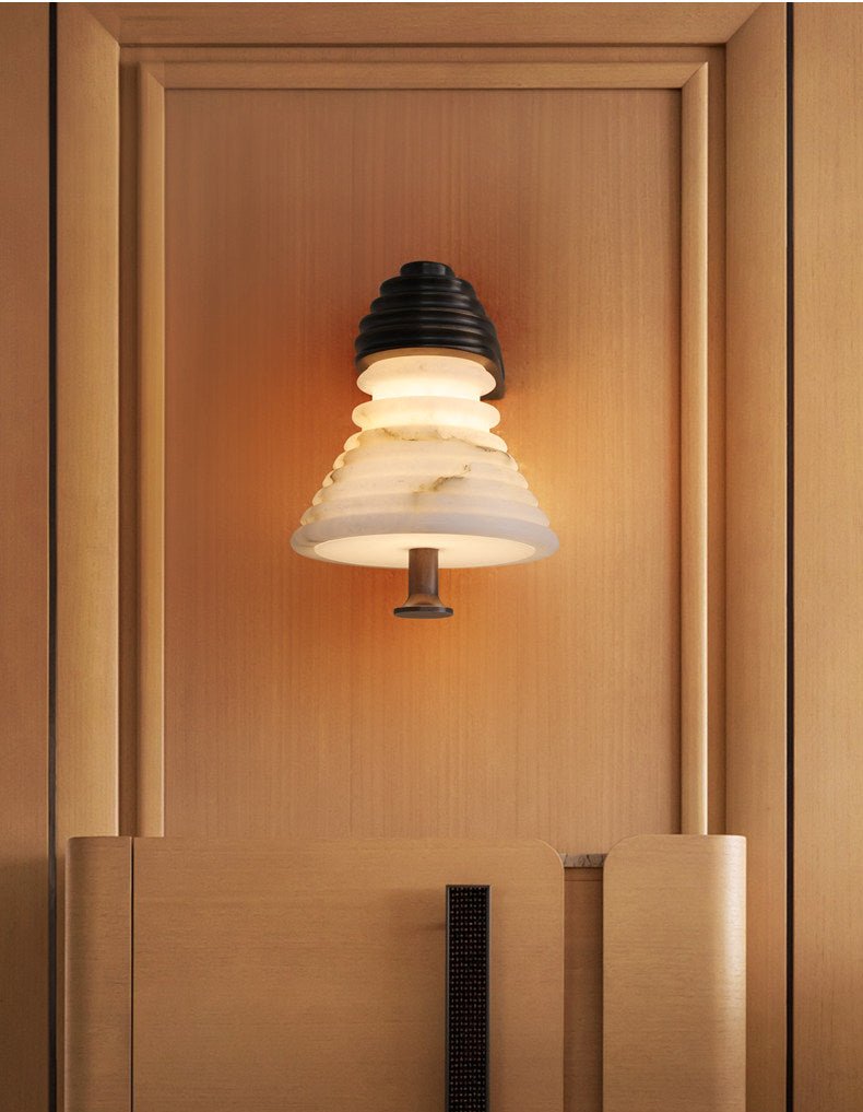 Strata Alabaster Wall Light, Hardwired Wall Sconce, detail 2