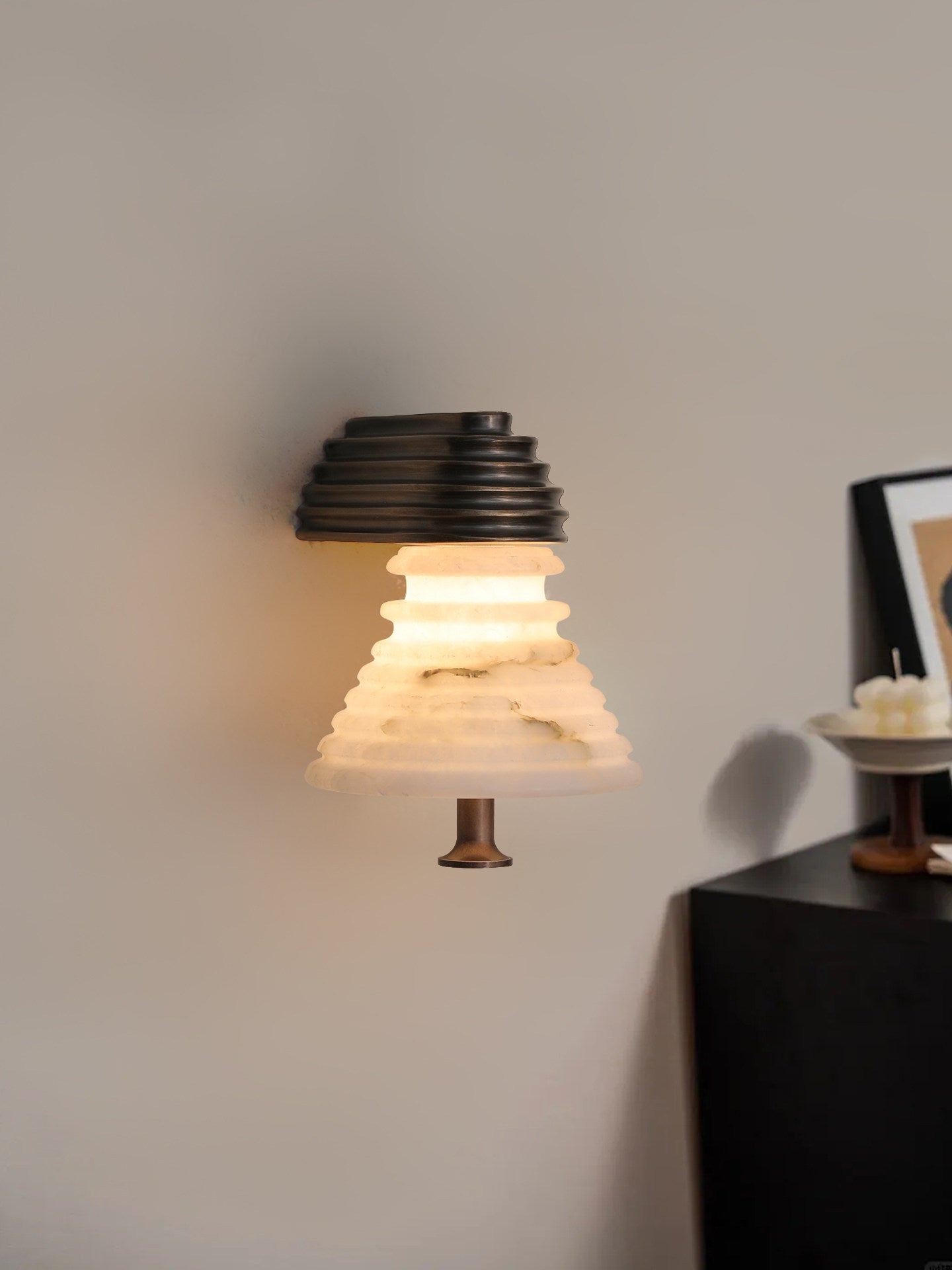 Strata Alabaster Wall Light, Hardwired Wall Sconce, detail 3
