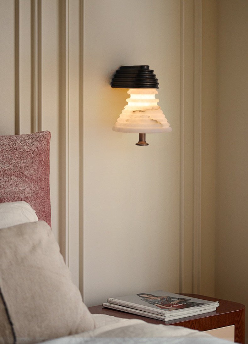 Strata Alabaster Wall Light, Hardwired Wall Sconce, detail 6
