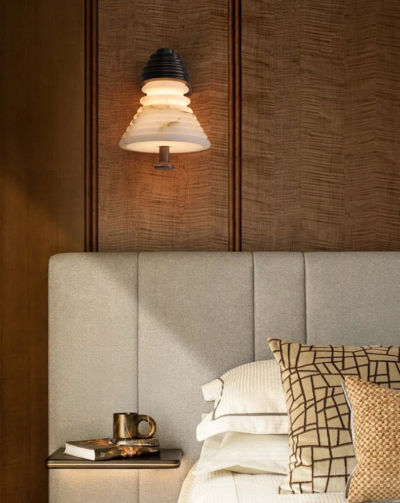 Strata Alabaster Wall Light, Hardwired Wall Sconce, detail 7