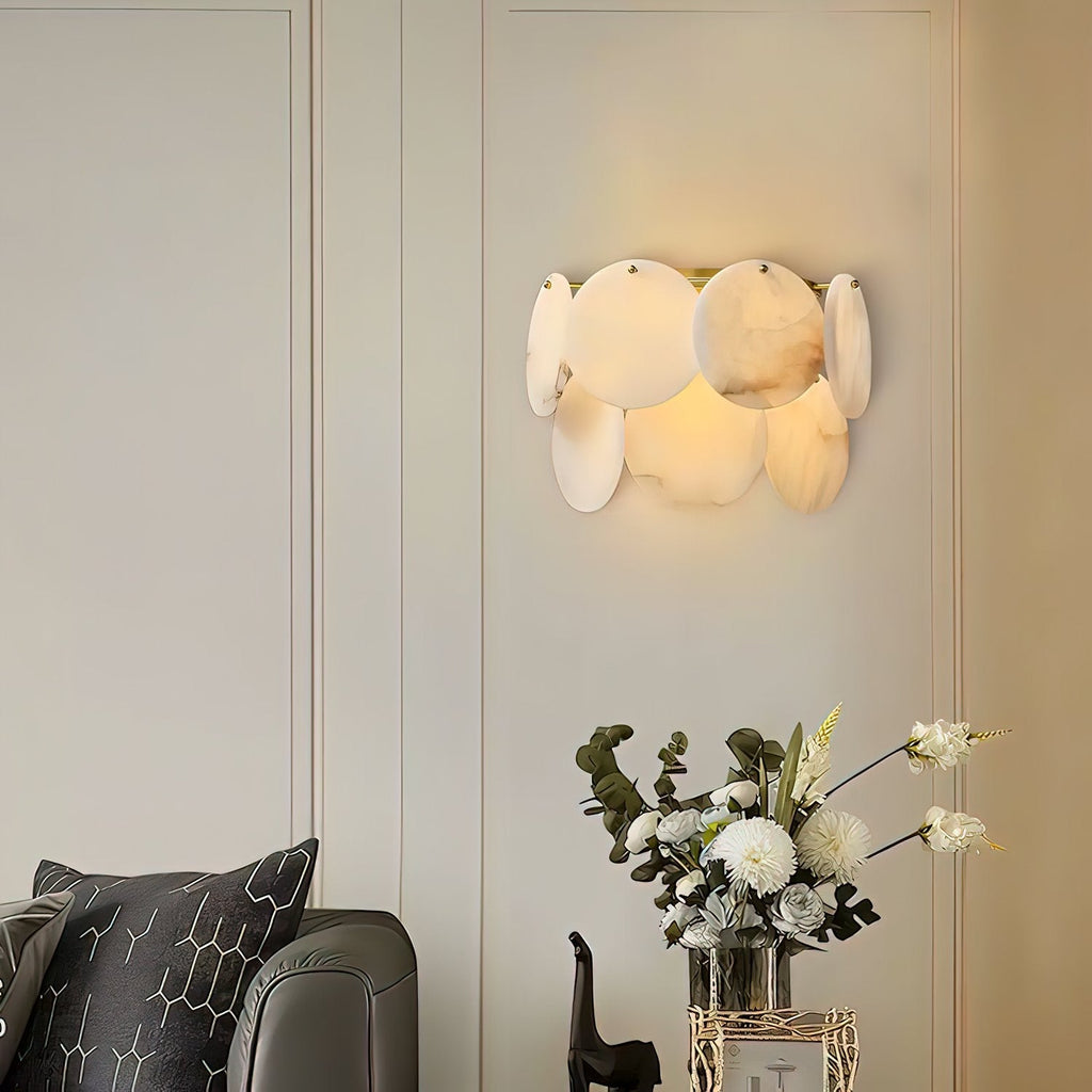 Strata Lumina Alabaster Wall Light, Hardwired Wall Sconce, detail 6