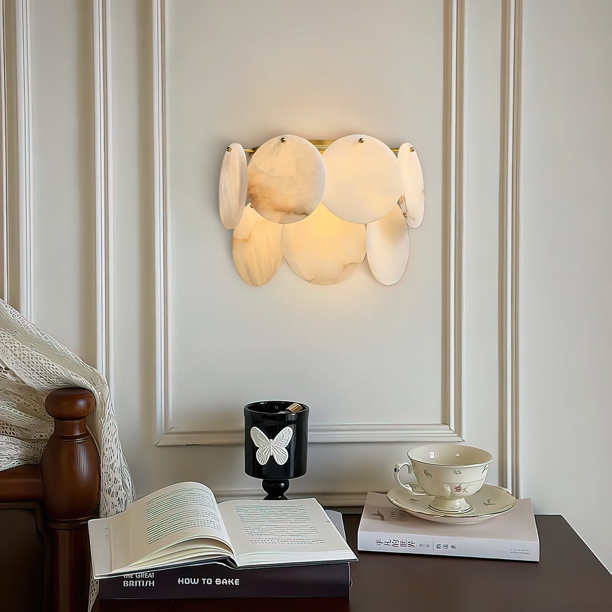 Strata Lumina Alabaster Wall Light, Hardwired Wall Sconce, detail 14