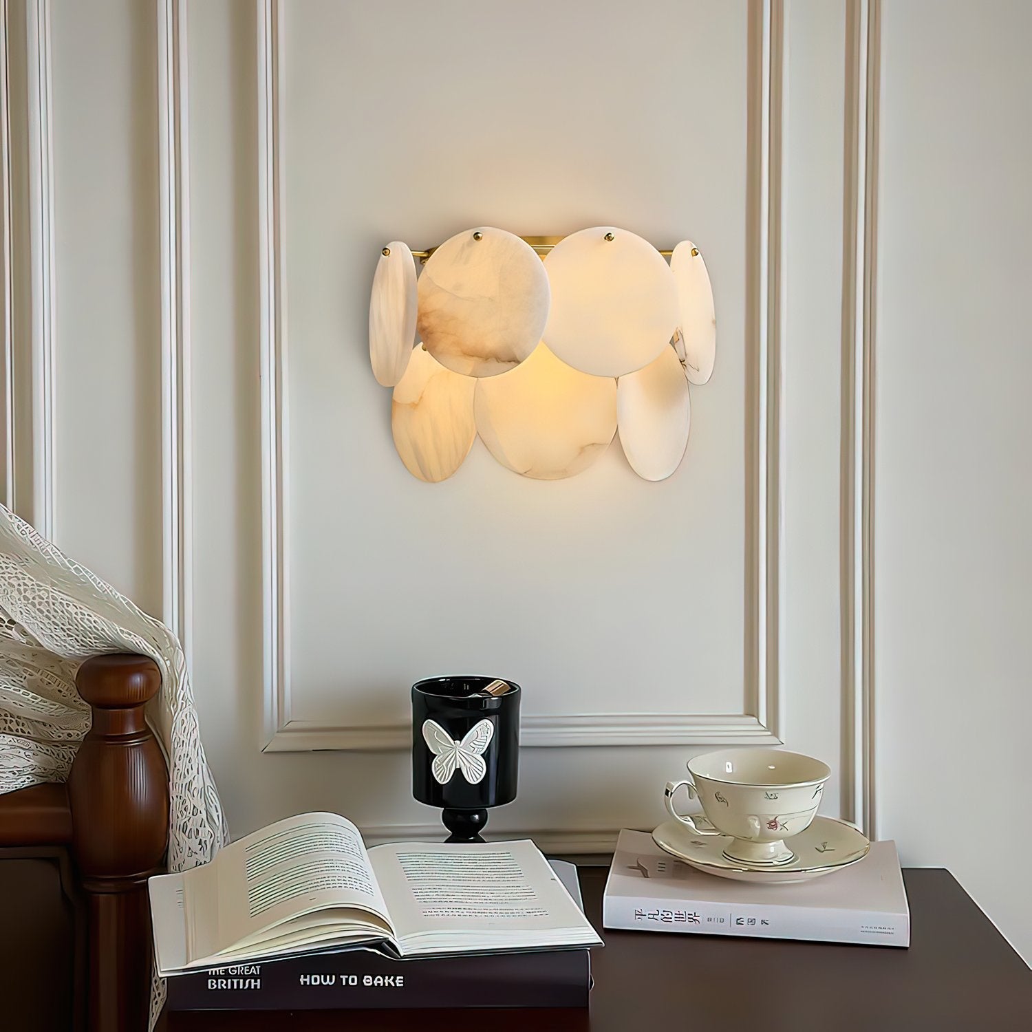 Strata Lumina Alabaster Wall Light, Hardwired Wall Sconce, detail 14