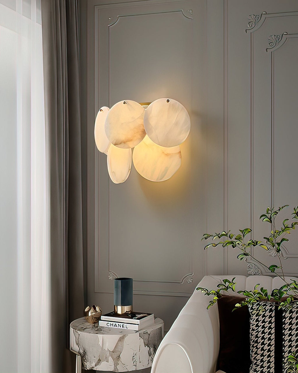 Strata Lumina Alabaster Wall Light, Hardwired Wall Sconce, detail 16