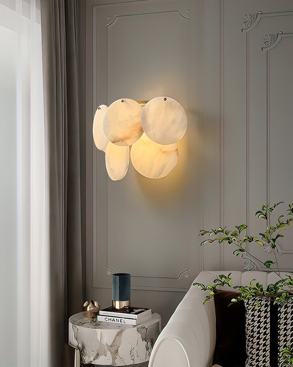 Strata Lumina Alabaster Wall Light, Hardwired Wall Sconce, detail 16