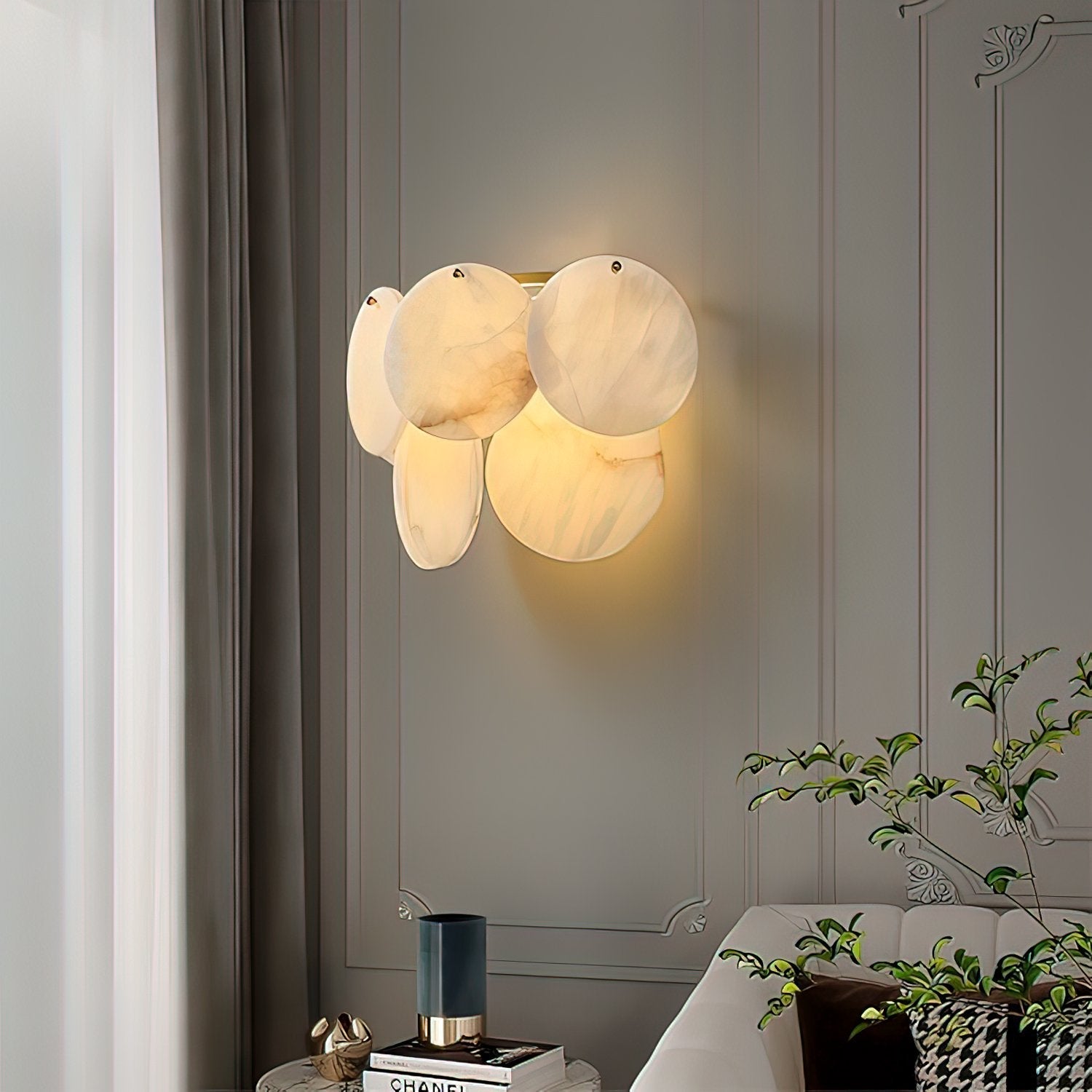 Strata Lumina Alabaster Wall Light, Hardwired Wall Sconce, detail 3