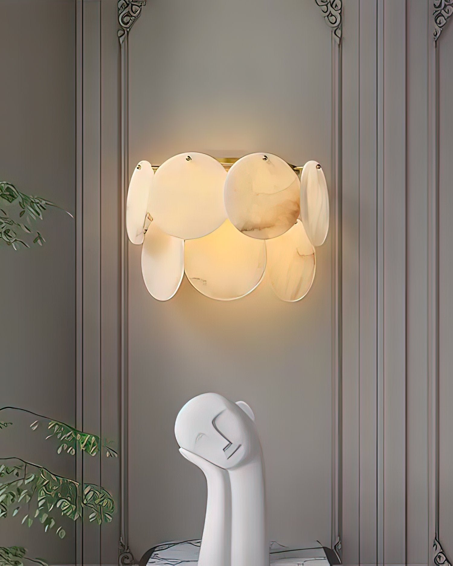 Strata Lumina Alabaster Wall Light, Hardwired Wall Sconce, detail 5