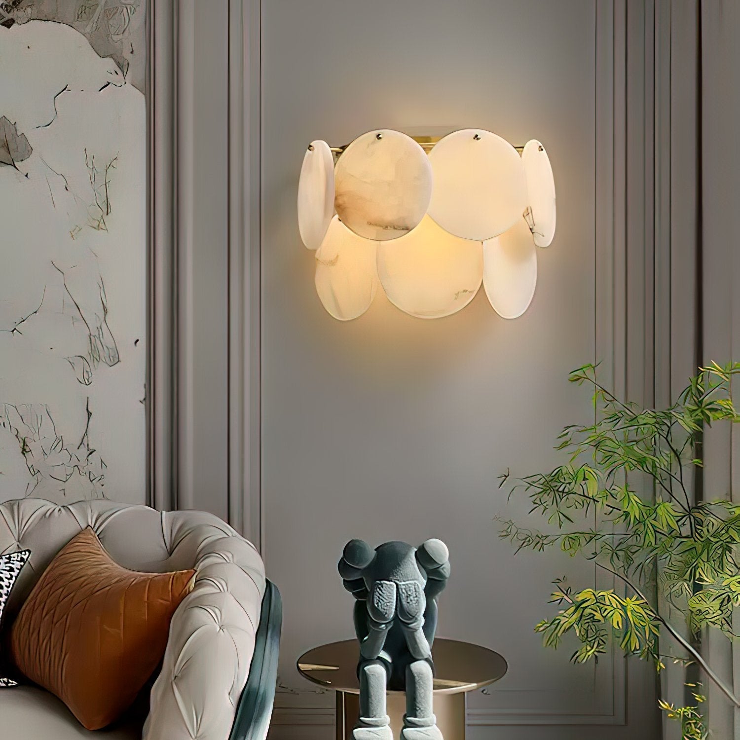 Strata Lumina Alabaster Wall Light, Hardwired Wall Sconce, detail 7