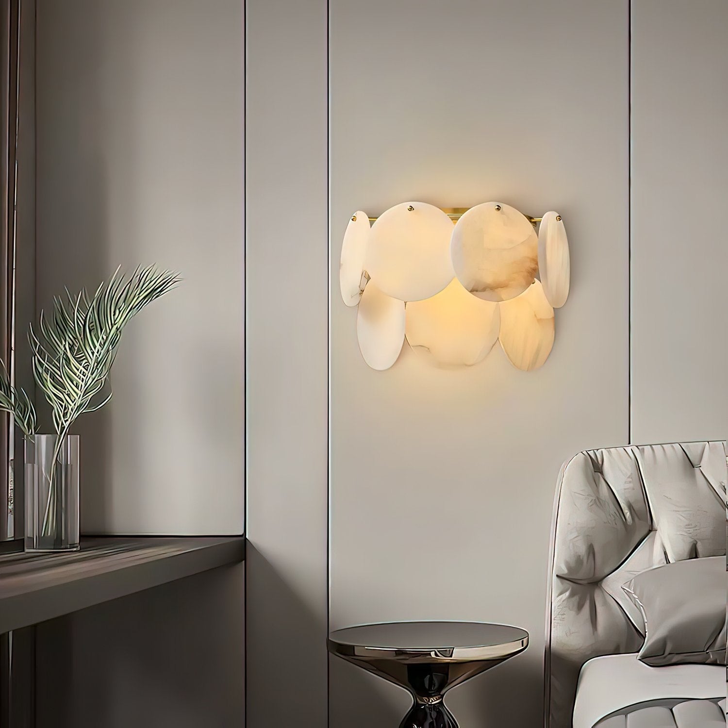 Strata Lumina Alabaster Wall Light, Hardwired Wall Sconce, detail 8