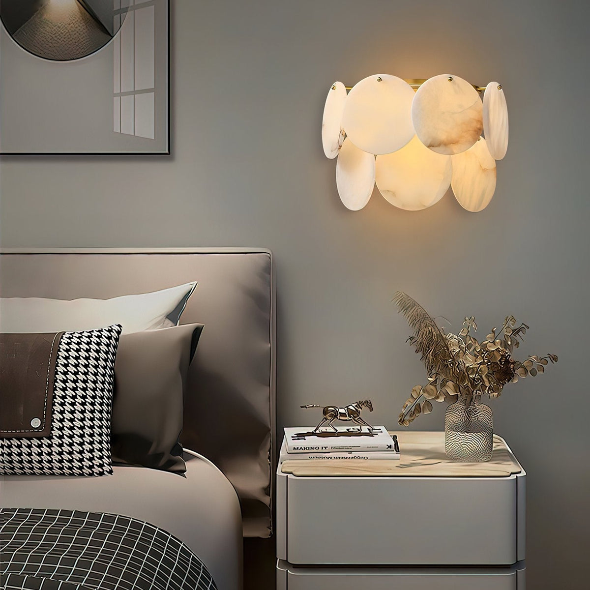 Strata Lumina Alabaster Wall Light, Hardwired Wall Sconce, detail 9