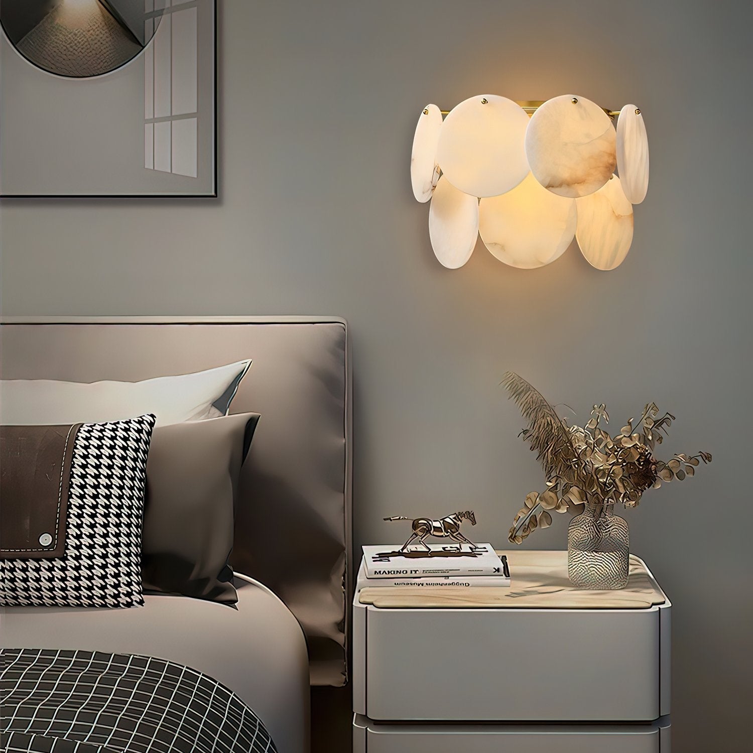 Strata Lumina Alabaster Wall Light, Hardwired Wall Sconce, detail 9