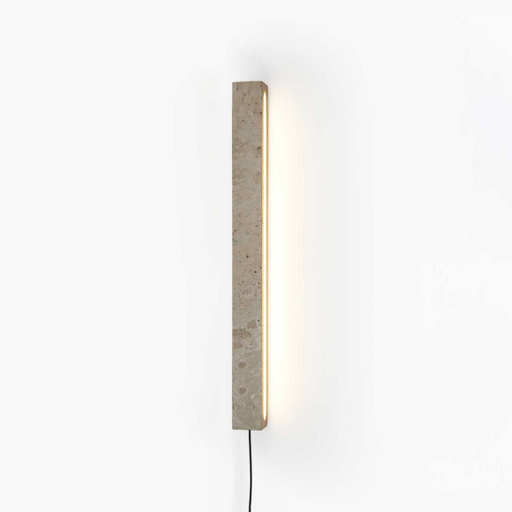 Stravik Plug-In Wall Light, Plug-In Wall Sconce, Yellow Travertine, L 48cm x W 5cm