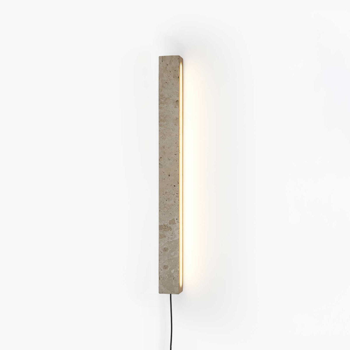 Stravik Plug-In Wall Light, Plug-In Wall Sconce, Yellow Travertine, L 48cm x W 5cm