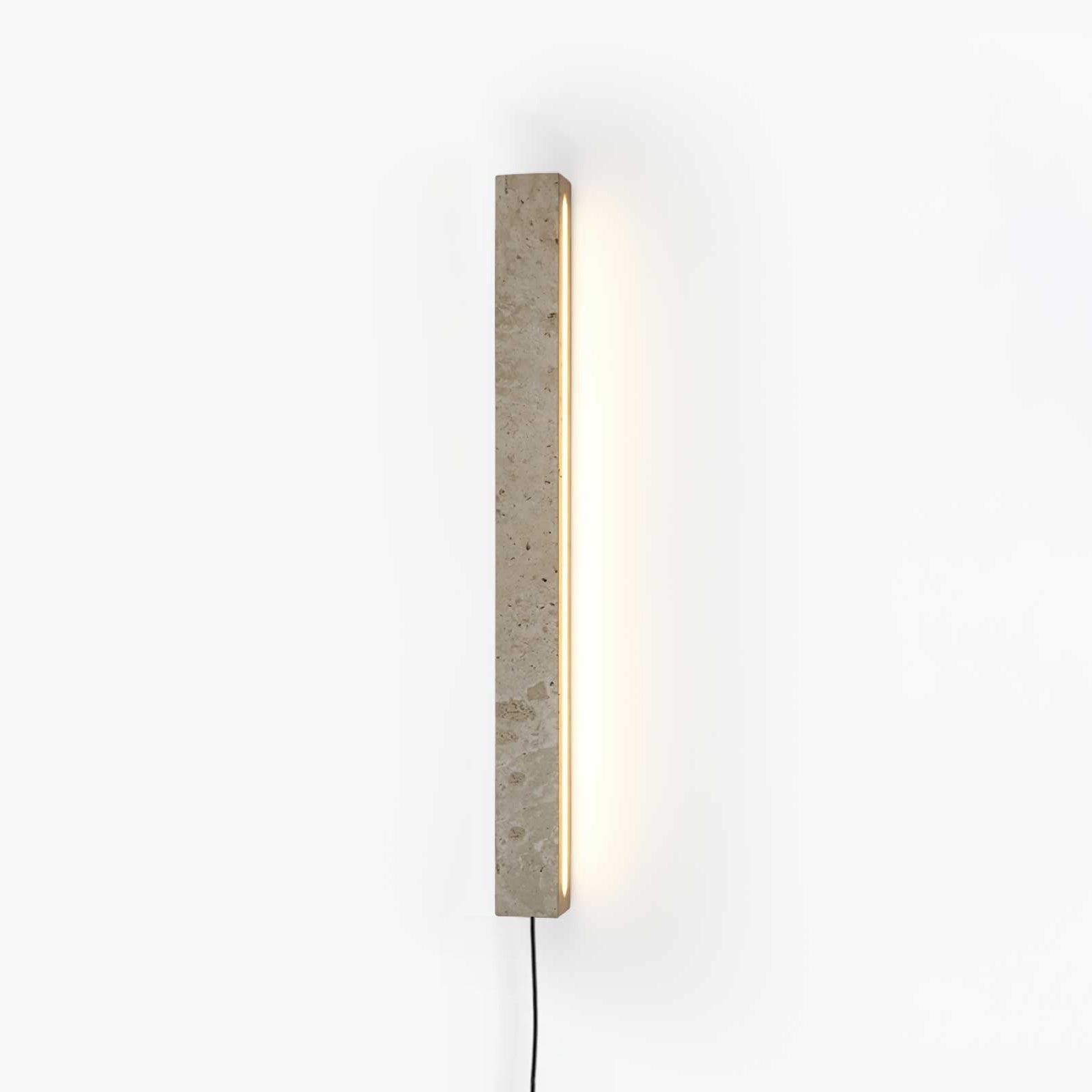 Stravik Plug-In Wall Light, Plug-In Wall Sconce, Yellow Travertine, L 48cm x W 5cm