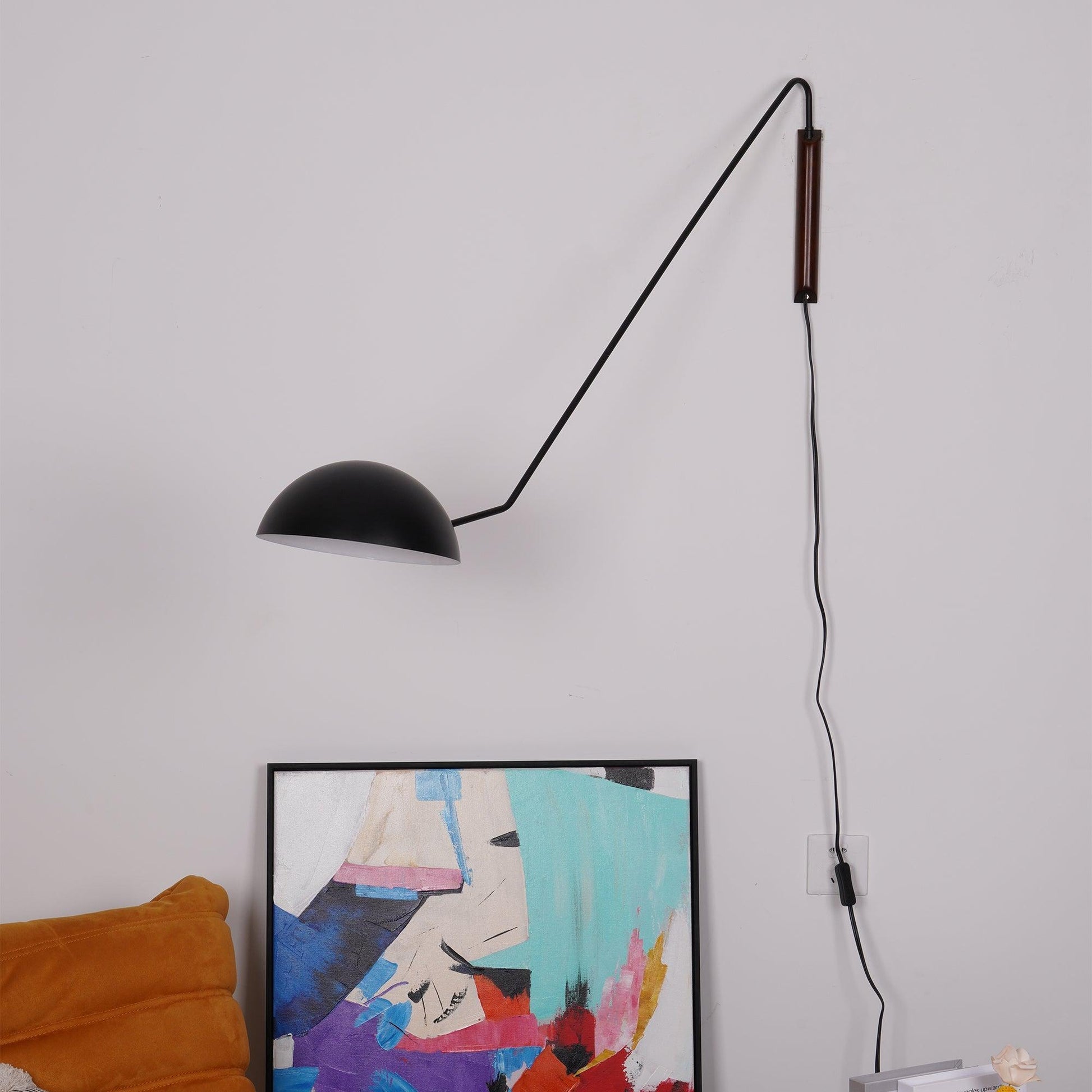 Swing Dome Wall Light Wall Light - W 103cm x H 30cm Wood, Plug-In Wall Sconce, detail 5