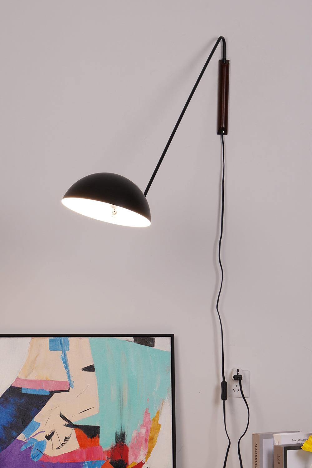 Swing Dome Wall Light Wall Light - W 40.6″ x H 11.8″ Wood, Plug-In Wall Sconce, detail 8