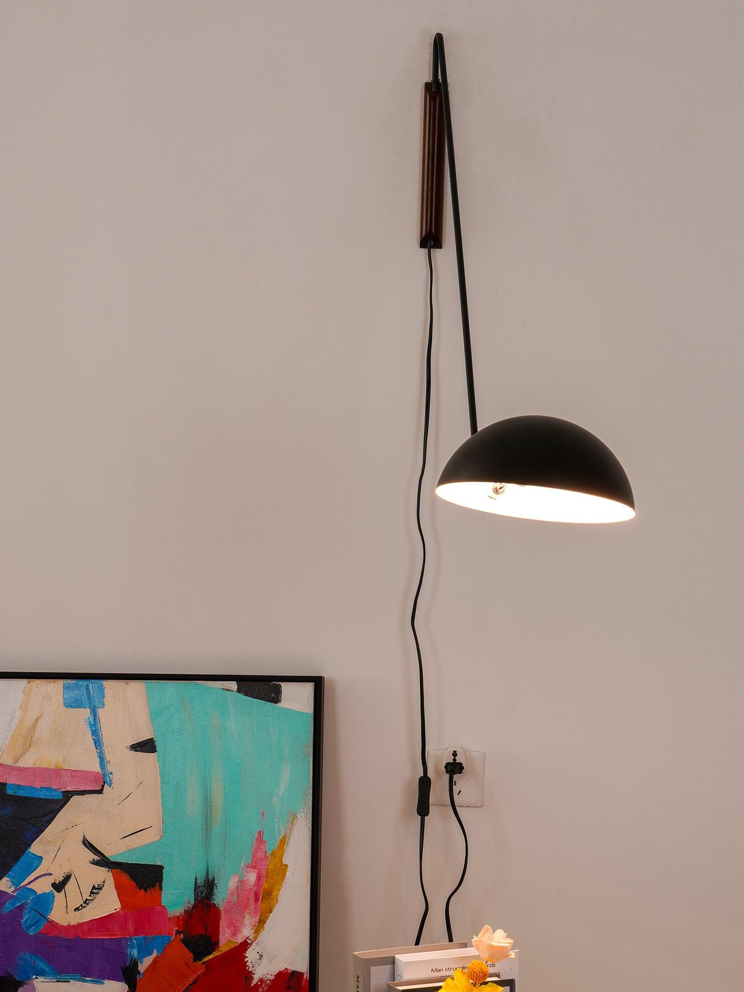 Swing Dome Wall Light Wall Light - W 40.6″ x H 11.8″ Wood, Plug-In Wall Sconce, detail 7
