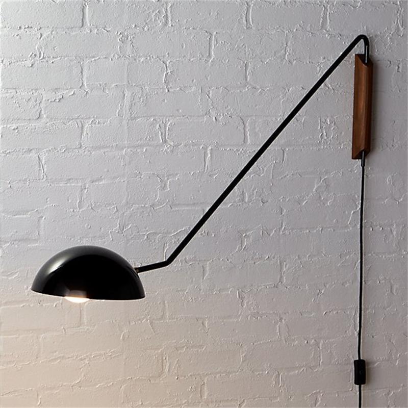 Swing Dome Wall Light Wall Light - W 40.6″ x H 11.8″ Wood, Plug-In Wall Sconce, detail 21