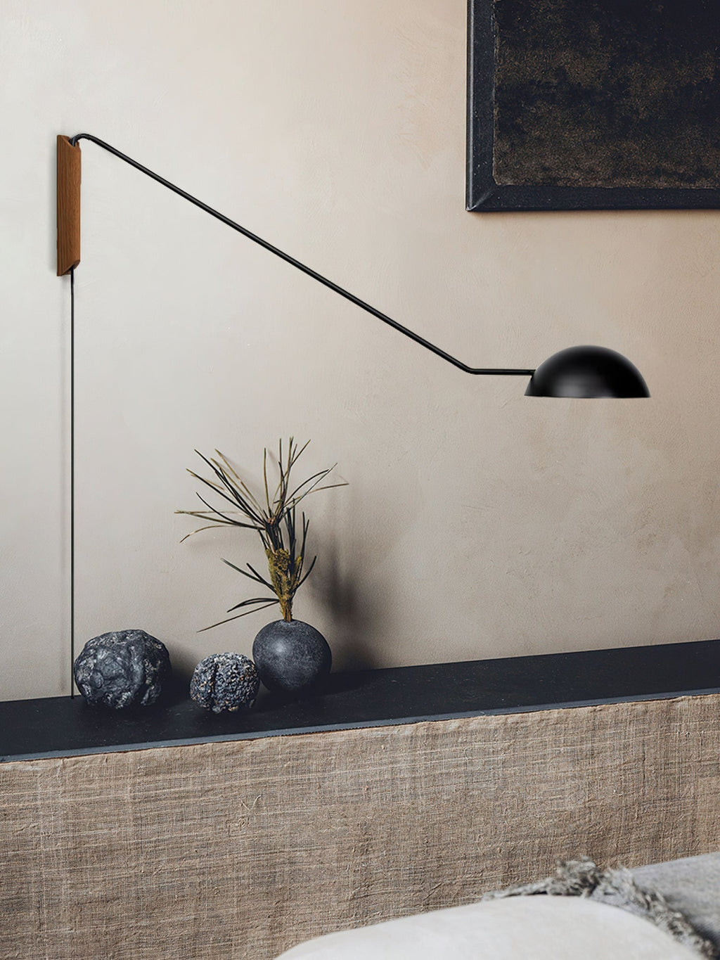Swing Dome Wall Light Wall Light - W 40.6″ x H 11.8″ Wood, Plug-In Wall Sconce, detail 22