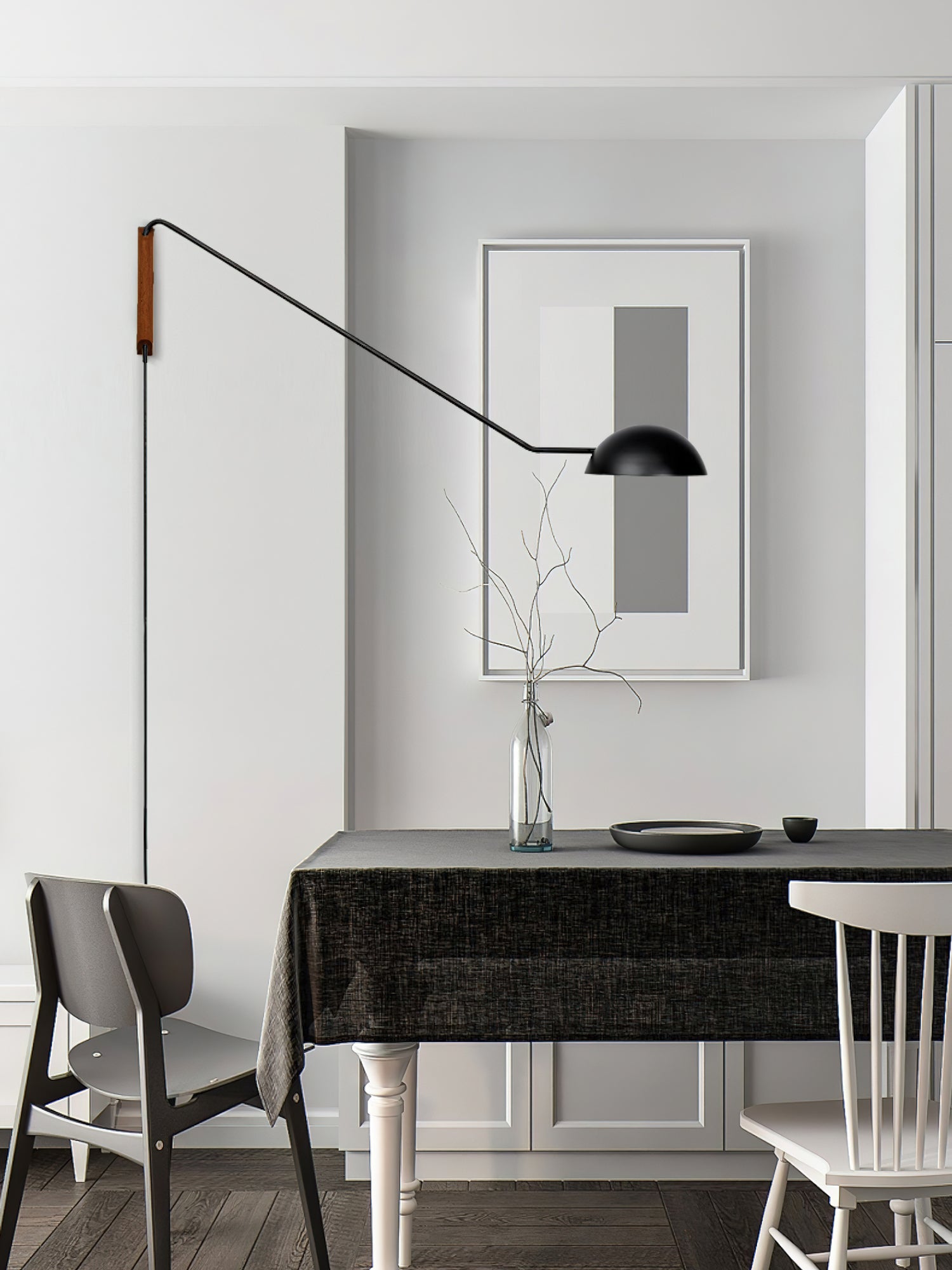 Swing Dome Wall Light Wall Light - W 103cm x H 30cm Wood, Plug-In Wall Sconce, detail 23