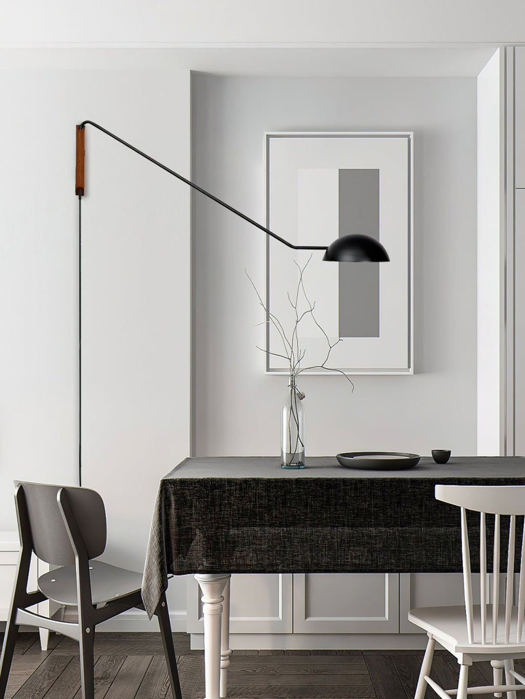 Swing Dome Wall Light Wall Light - W 40.6″ x H 11.8″ Wood, Plug-In Wall Sconce, detail 23