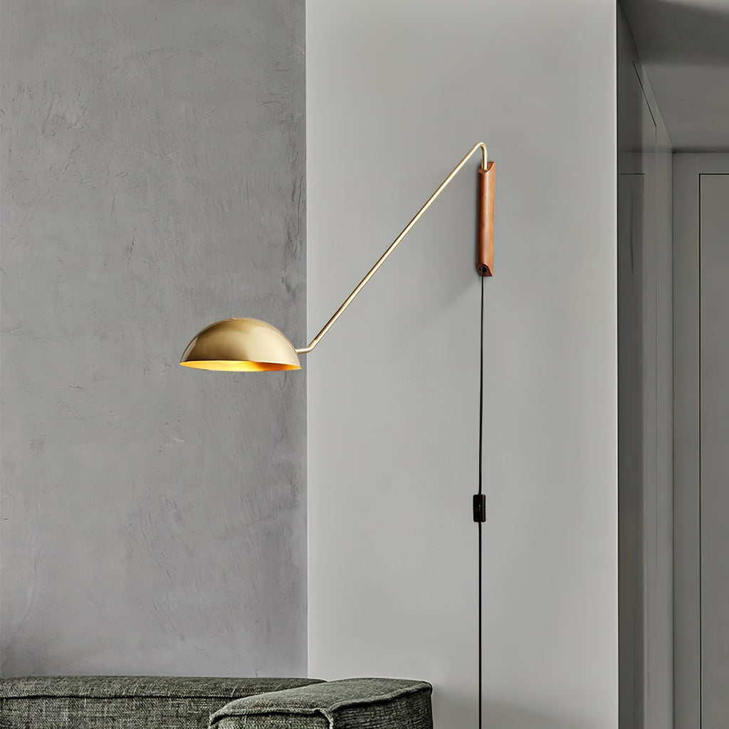 Swing Dome Wall Light Wall Light - W 40.6″ x H 11.8″ Wood, Plug-In Wall Sconce, detail 26