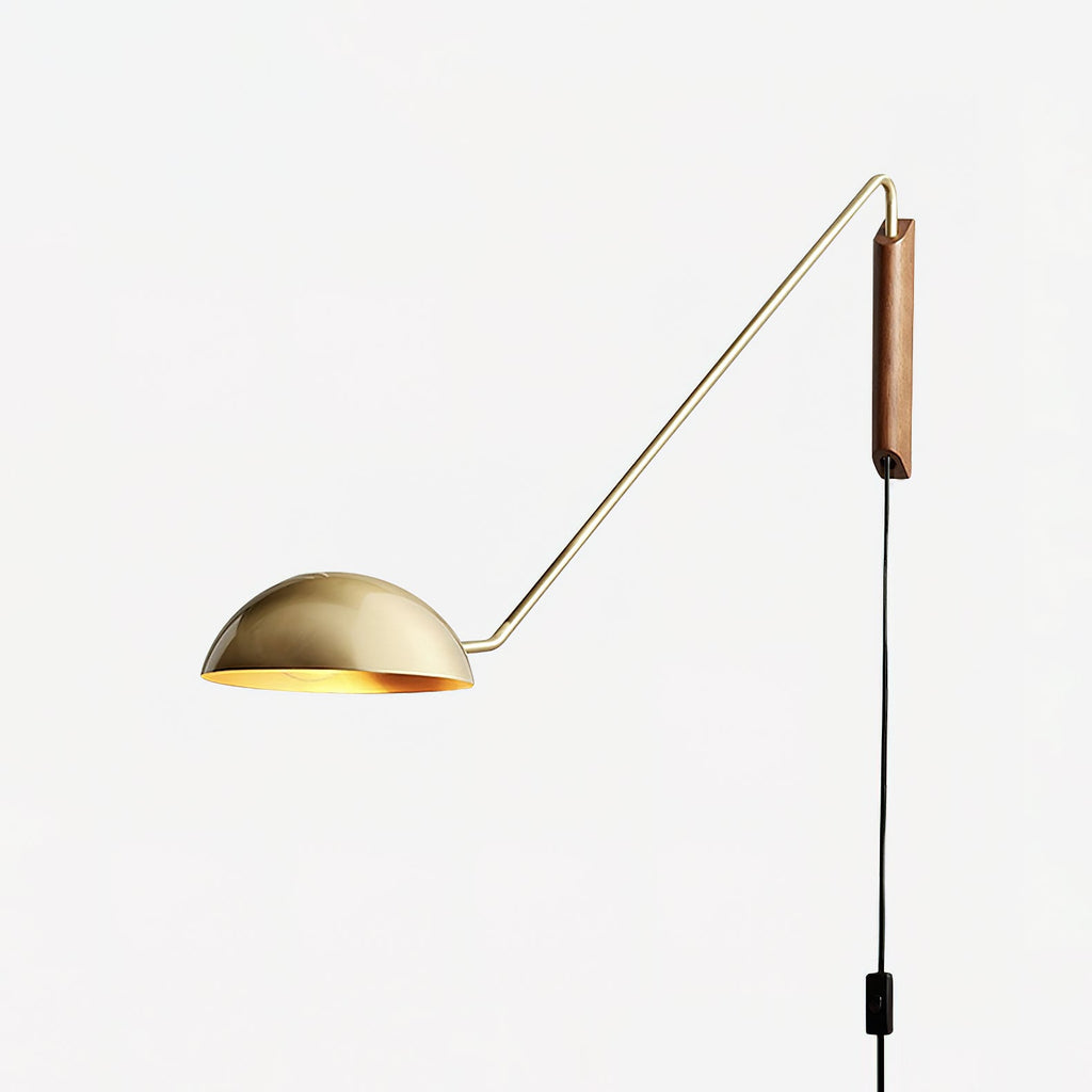 Swing Dome Wall Light Wall Light - W 40.6″ x H 11.8″ Wood, Plug-In Wall Sconce, detail 27