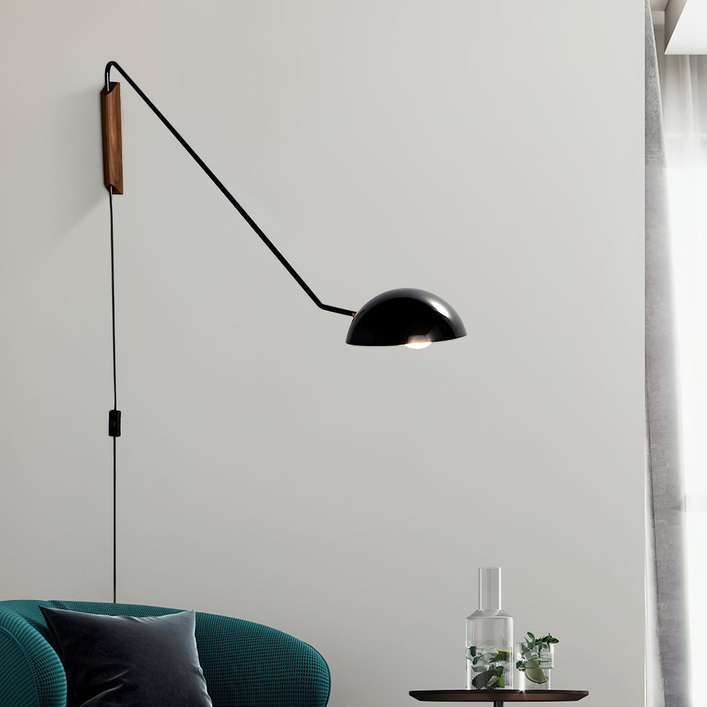 Swing Dome Wall Light Wall Light - W 40.6″ x H 11.8″ Wood, Plug-In Wall Sconce, detail 18