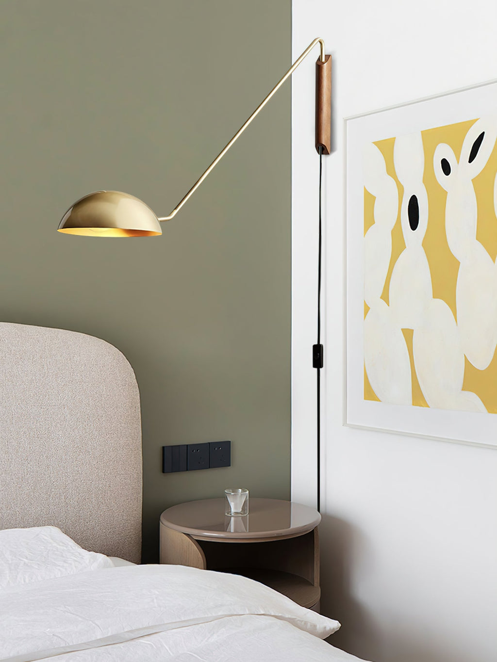 Swing Dome Wall Light Wall Light - W 40.6″ x H 11.8″ Wood, Plug-In Wall Sconce, detail 19