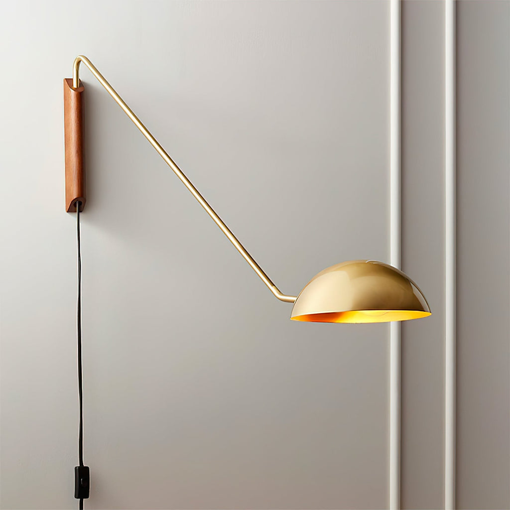 Swing Dome Wall Light Wall Light - W 103cm x H 30cm Wood, Plug-In Wall Sconce, detail 20