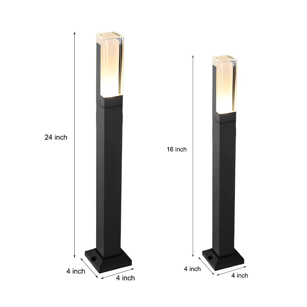 Square LED Waterproof Aluminum Black Clean-Lined Exterior Light Pathway Lights, Outdoor Wall Light, detail 4