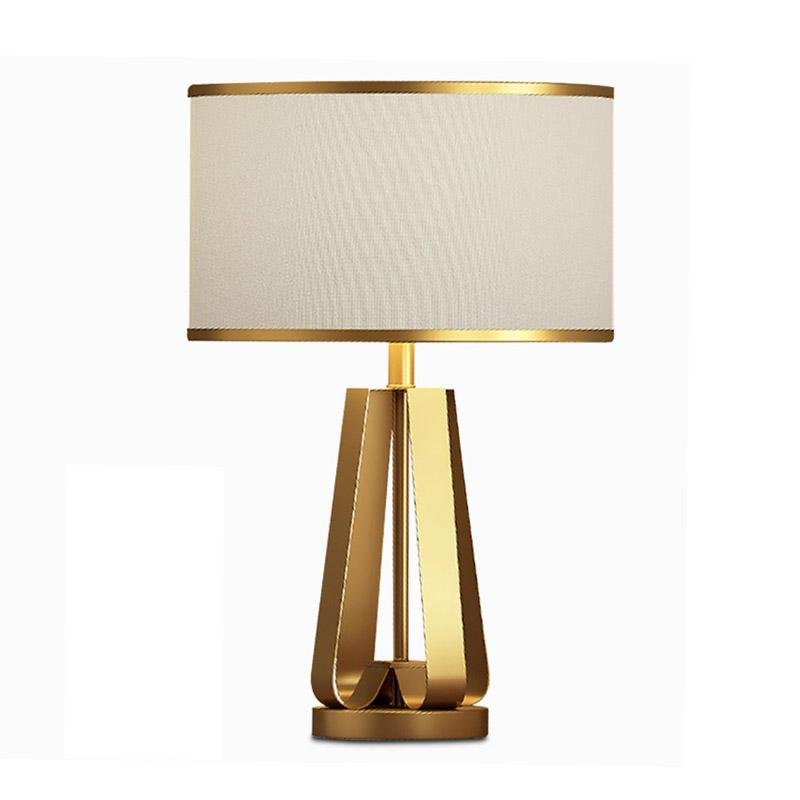 22 inch 1-Light Golden Faux Silk and Brass Geometric Table Light, Bedside Table Lamp, detail 10