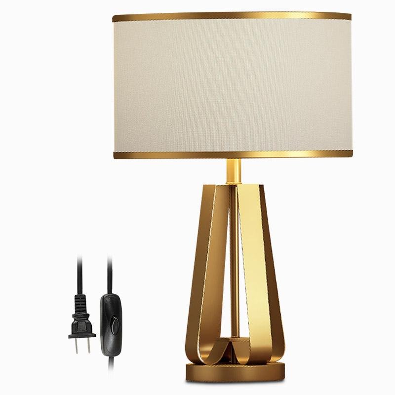 22 inch 1-Light Golden Faux Silk and Brass Geometric Table Light, Bedside Table Lamp, detail 11