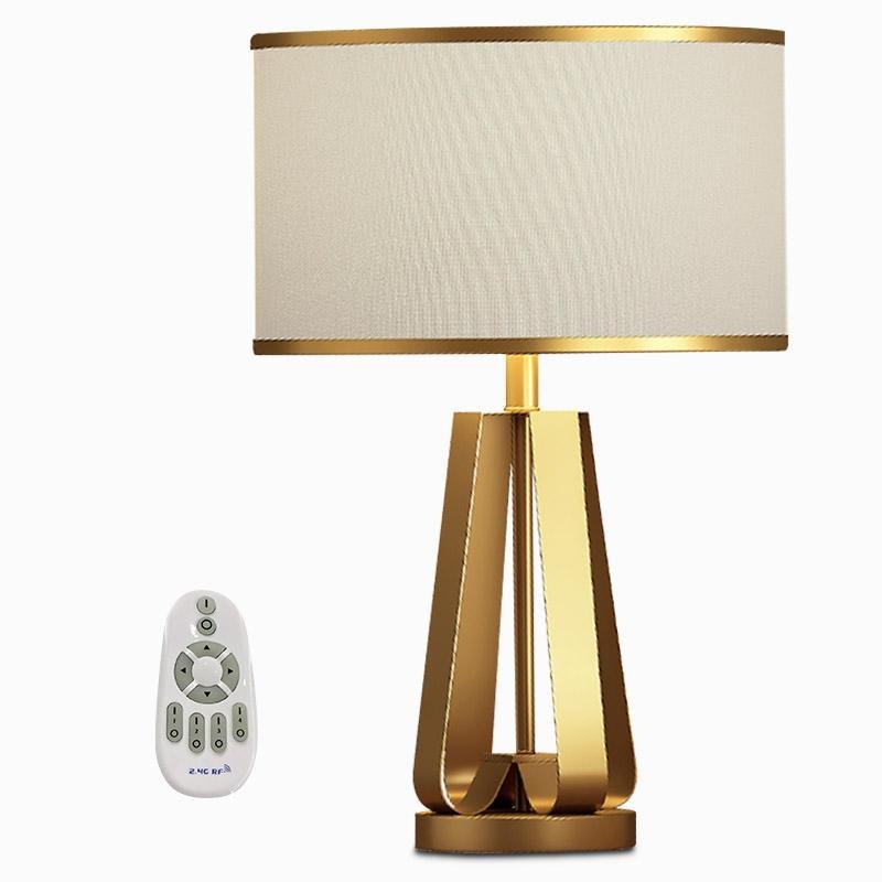 22 inch 1-Light Golden Faux Silk and Brass Geometric Table Light, Bedside Table Lamp, detail 12