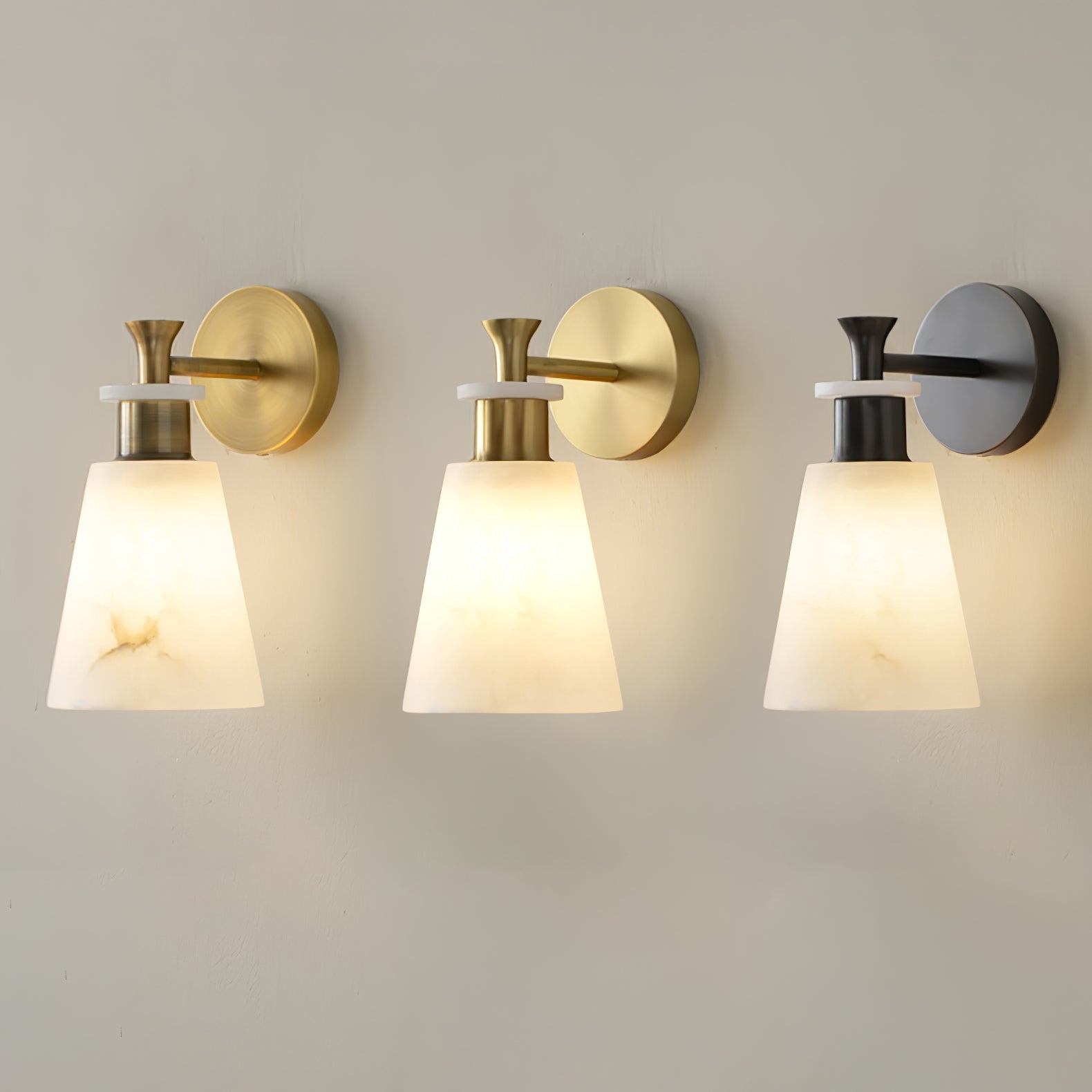 Tapered Alabaster Wall Light, Hardwired Wall Sconce, detail 18