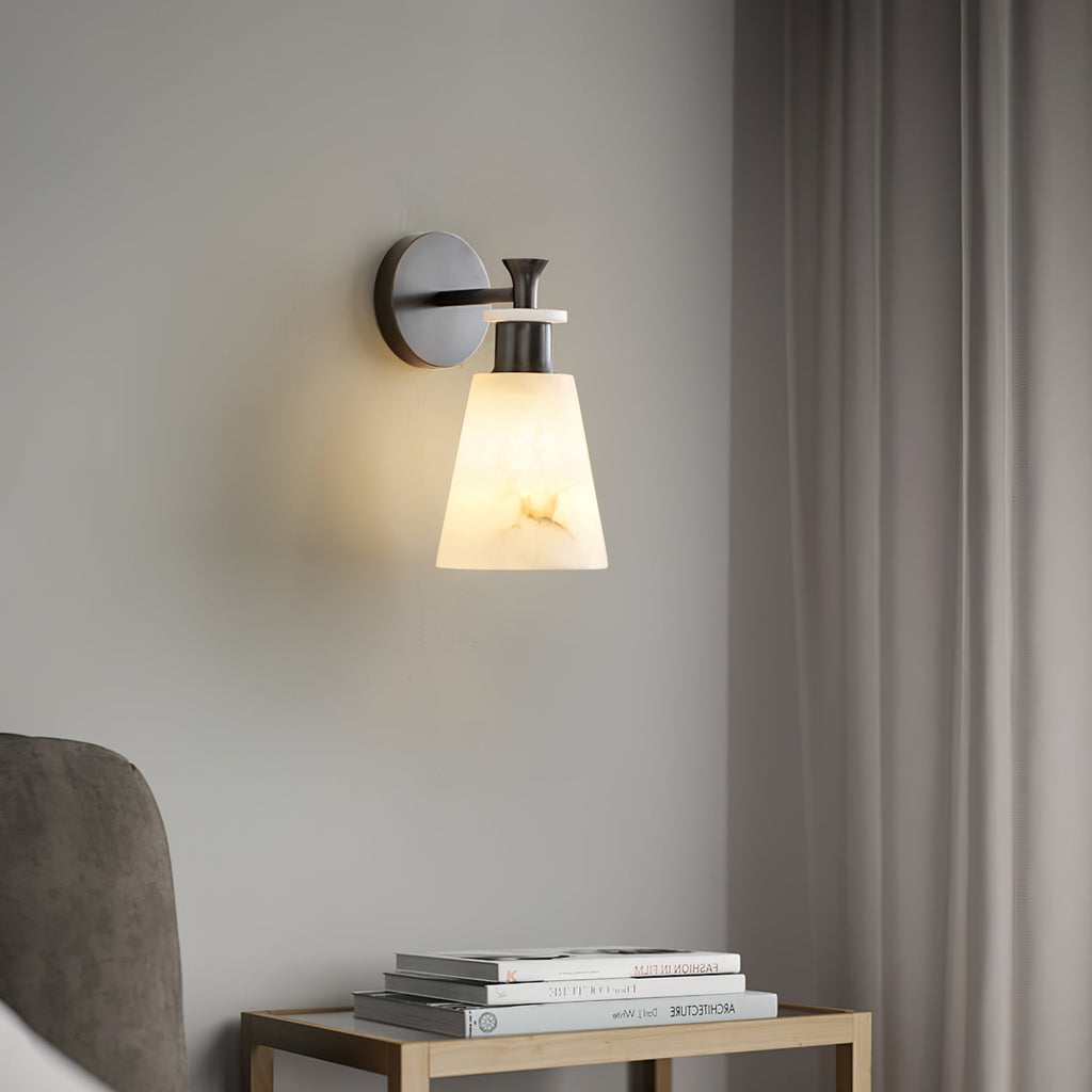 Tapered Alabaster Wall Light, Hardwired Wall Sconce, detail 9
